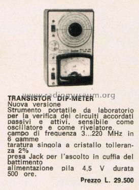 Transistor Dip Meter ; Krundaal Davoli; (ID = 2743317) Equipment