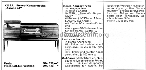 Ascona 63 Ch= 612a, 612aN; Kuba Kuba-Imperial, (ID = 2715381) Radio