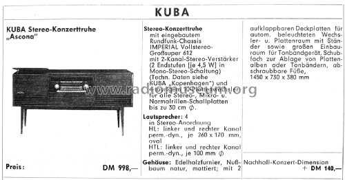 Ascona Ch= 612 FM; Kuba Kuba-Imperial, (ID = 2715380) Radio