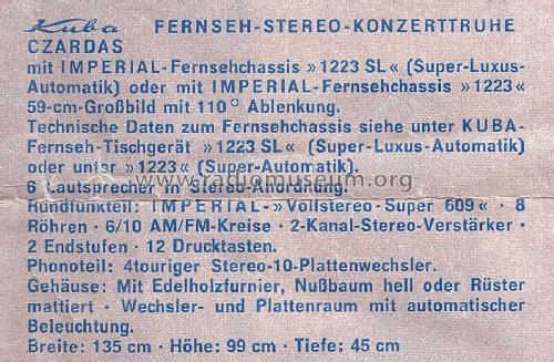 Czardas 61 1223SL; Kuba Kuba-Imperial, (ID = 1206874) TV Radio