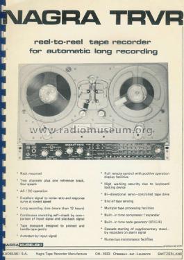 Nagra T-RVR; Kudelski SA; (ID = 1698765) Sonido-V