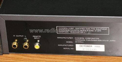 Compact Disc Player DA-610CX; Kyocera Corporation (ID = 1178691) Enrég.-R