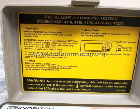 Digital Loop/PSC Tester 4118 ; Kyoritsu Electrical (ID = 2919743) Equipment