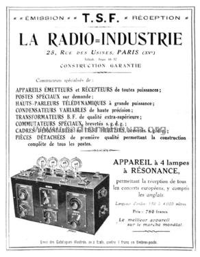 Appareil à 4 lampes a Résonance ; La Radio-Industrie (ID = 2282247) Radio