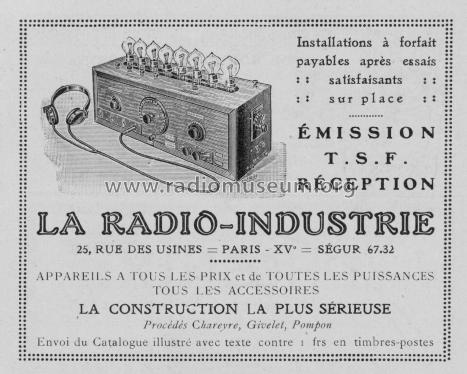 Appareil à 8 lampes ; La Radio-Industrie (ID = 2979420) Radio