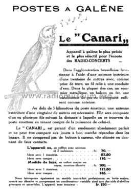 Le Canari - Poste à Galène ; La Radiophonie Belge (ID = 2209487) Detektor