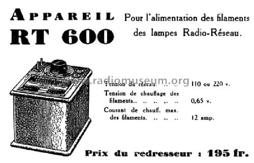 Bloc d'alimentation / Redresseur RT600; La Radiotechnique RT (ID = 2509527) Power-S