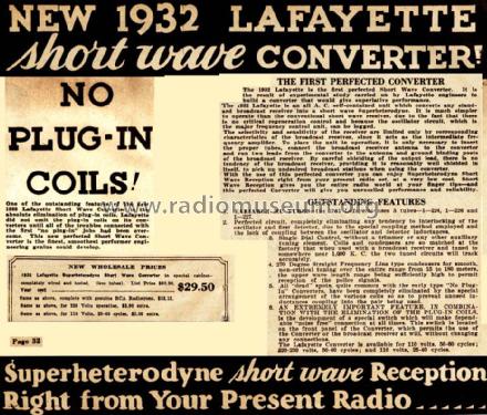 1932 SW Converter ; Lafayette Radio & TV (ID = 671461) Converter