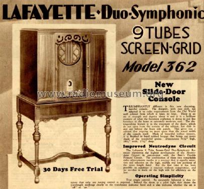 362 Duo-Symphonic ; Lafayette Radio & TV (ID = 693165) Radio