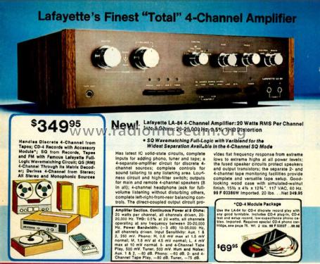 4 Channel Amplifier LA-84; Lafayette Radio & TV (ID = 3189455) Ampl/Mixer