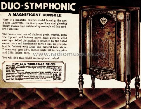 801, 8 Tube Duo-Symphonic ; Lafayette Radio & TV (ID = 671468) Radio