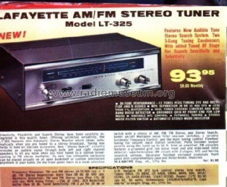 AM-FM Stereo Multiplex Tuner LT-325A; Lafayette Radio & TV (ID = 1741475) Radio