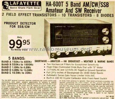 Amteur and SW Receiver HA-600T; Lafayette Radio & TV (ID = 1810771) Radio