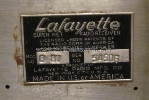 B-87 ; Lafayette Radio & TV (ID = 1418920) Radio