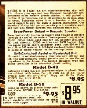 B-49, 5 Tube AC-DC Super ; Lafayette Radio & TV (ID = 681948) Radio