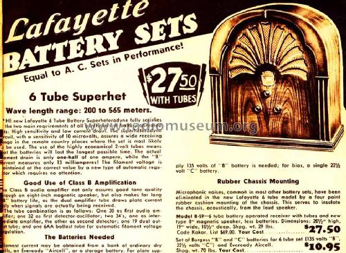 B-59 Battery Set; Lafayette Radio & TV (ID = 654414) Radio