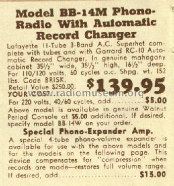 BB-14M Ch= BB-10; Lafayette Radio & TV (ID = 861903) Radio