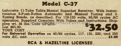 C-37 ; Lafayette Radio & TV (ID = 687133) Radio