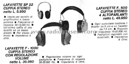 Headphones F-500; Lafayette Radio & TV (ID = 744746) Speaker-P