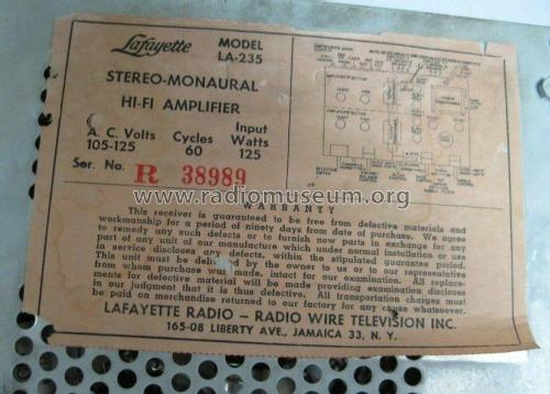 LA-235 ; Lafayette Radio & TV (ID = 2750175) Ampl/Mixer