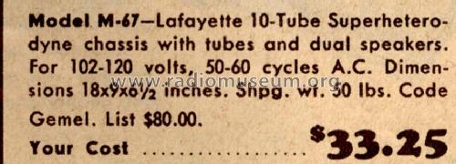 M-67 Dual Speaker ; Lafayette Radio & TV (ID = 703396) Radio