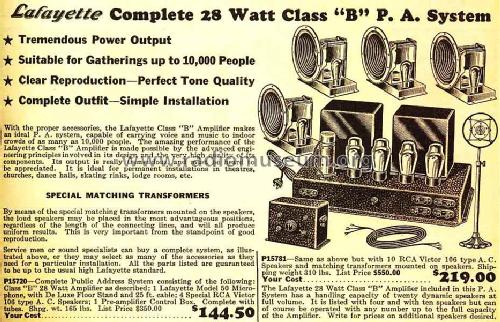 P15781 28 Watt PA System; Lafayette Radio & TV (ID = 658177) Ampl/Mixer