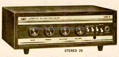 Solid State Stereo Amplifier Stereo 20; Lafayette Radio & TV (ID = 1823244) Ampl/Mixer