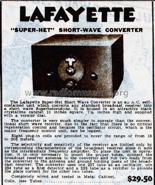 Super-Het SW Converter ; Lafayette Radio & TV (ID = 681599) Adattatore