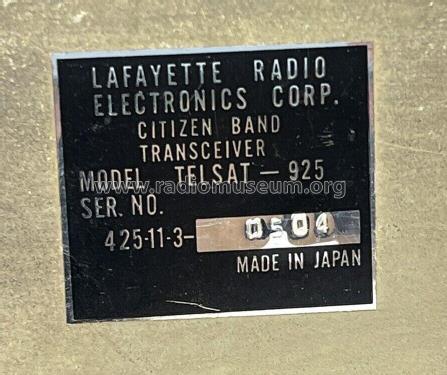 Telsat CB Transceiver 925; Lafayette Radio & TV (ID = 2901794) Citizen