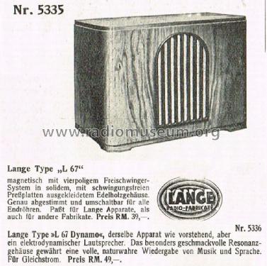 L67 Freischwinger; Lange GmbH, Johannes (ID = 1793363) Speaker-P