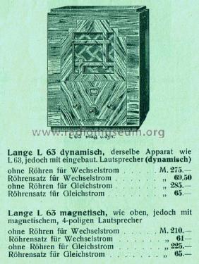 L 63 M magn.Lautspr., Gleichstrom; Lange GmbH, Johannes (ID = 1832683) Radio