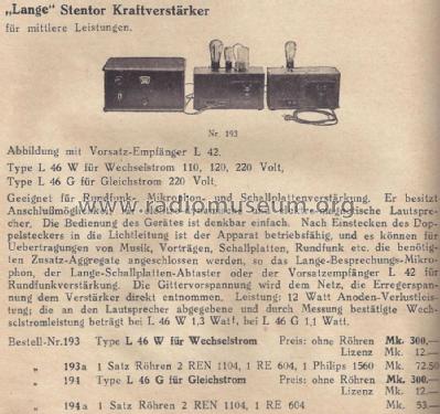 NF-Verstärker L46W; Lange GmbH, Johannes (ID = 1360511) Ampl/Mixer