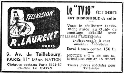 Television kit TV18; Laurent, R., Paris (ID = 2487318) Televisión