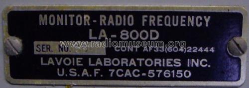 LA-800D WWV Frequency Comparator; Lavoie Laboratories; (ID = 1327764) Equipment