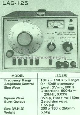 Low Distortion Audio Generator LAG-125; Leader Electronics (ID = 1666094) Equipment