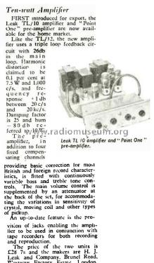 High-Fidelity Amplifier TL/10; Leak, H.J.; London (ID = 2939670) Ampl/Mixer