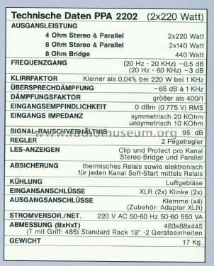 PPA 2202; LEM Professional (ID = 1967203) Ampl/Mixer