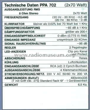 PPA 702; LEM Professional (ID = 1967654) Ampl/Mixer