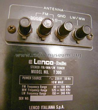 Stereo FM/MW/LW Tuner T300; Lenco Italiana; (ID = 1940891) Radio