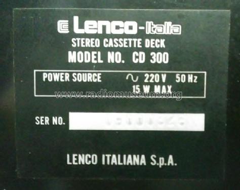 Stereo Cassette Deck CD 300; Lenco Italiana; (ID = 2381786) R-Player