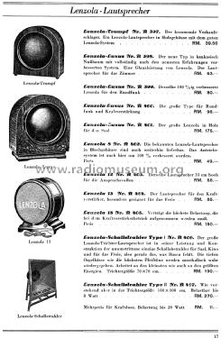 Schallstrahler Type I ; Lenzola, Lenzen & Co (ID = 1992297) Speaker-P