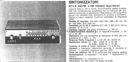 AM-FM e FM Stereo Multiplex SZ 2/A; LESA ; Milano (ID = 1447510) Radio