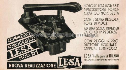 Complesso Fonografico D1; LESA ; Milano (ID = 2534305) R-Player