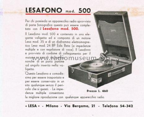 Lesafono - Lesaphono 500; LESA ; Milano (ID = 2624646) R-Player