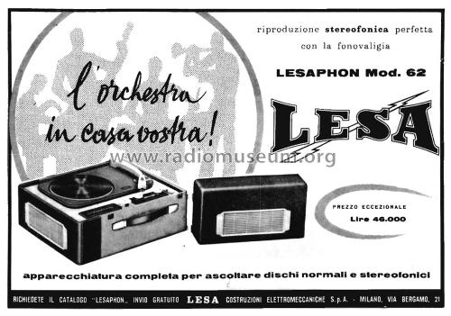 Lesaphon Turchese Stereo 62 ; LESA ; Milano (ID = 2664114) R-Player