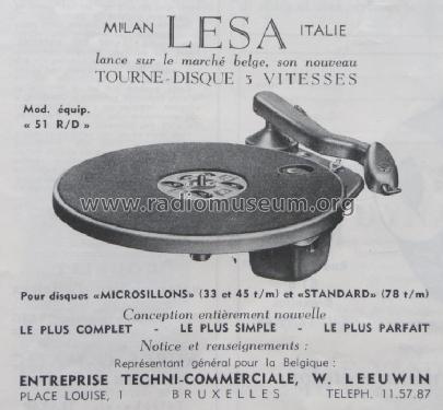 Equipaggio fonografico 51R/D; LESA ; Milano (ID = 838861) R-Player