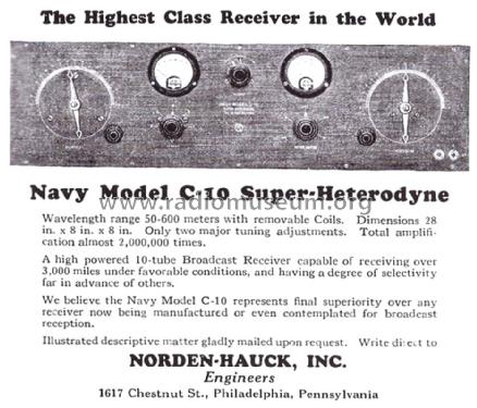 Norden-Hauck Navy Model C-10; Leutz, C.R., Inc. (ID = 1553704) Radio