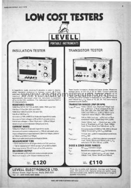 Insulation Tester TM14; Levell Electronics (ID = 2076737) Equipment