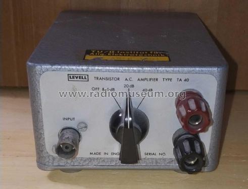 Transistor A.C. Amplifier TA-40; Levell Electronics (ID = 2963098) Equipment