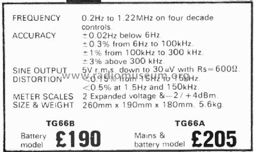 Transistor Decade Oscillator TG-66A; Levell Electronics (ID = 2772661) Equipment